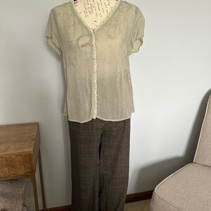 J. Jill Soft pale green Blouse with Ruffle Edge